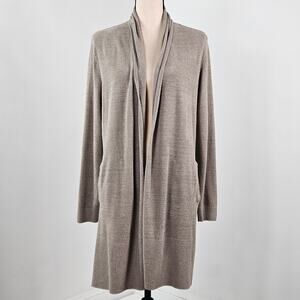 Barefoot Dreams‎ Open Front Cardigan Sweater Long Neutral Taupe | Women's Medium